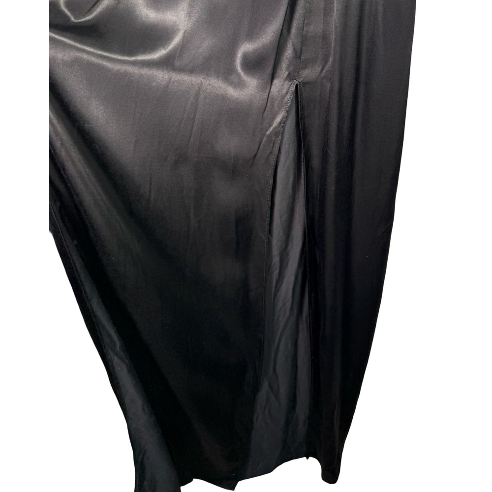Lovers + Friends Black Cupro Rayon V-Neck Sleeveless Maxi Dress with Slit Size 4 - Picture 7 of 9